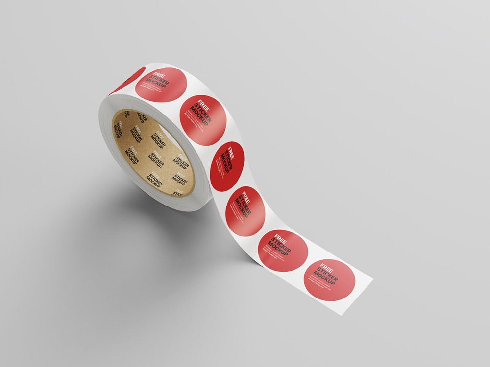 Round Roll Sticker Mockup
