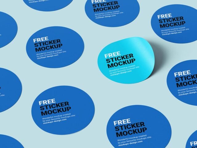 Round Sticker Mockup PSD