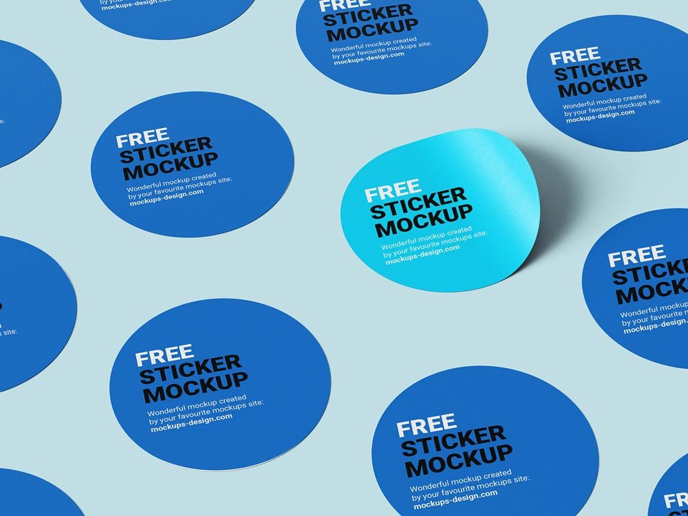 Round Sticker Mockup PSD
