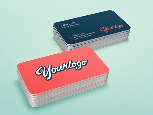 Rounded Corner Stack Business Card Mockup