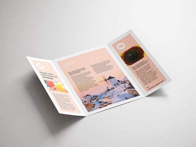 Single Gate Fold Brochure Mockup