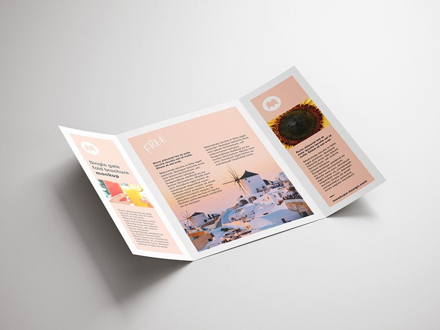 Single Gate Fold Brochure Mockup