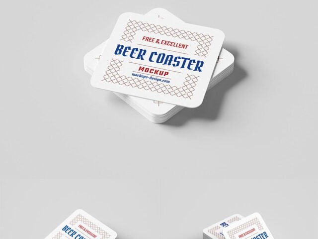 Square Beer Coaster Mockup