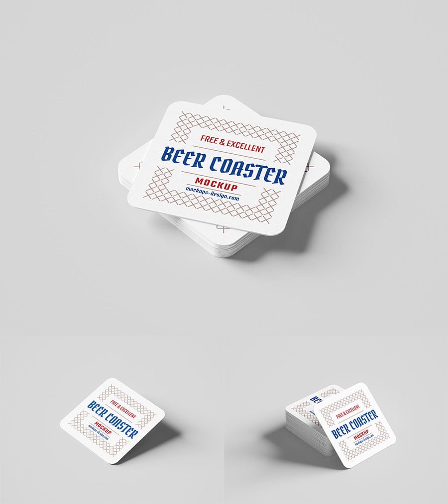 Square Beer Coaster Mockup