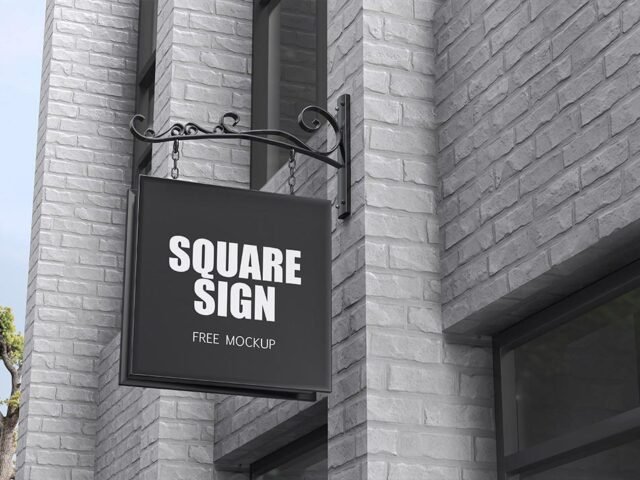 Square Hanging Store Sign Mockup