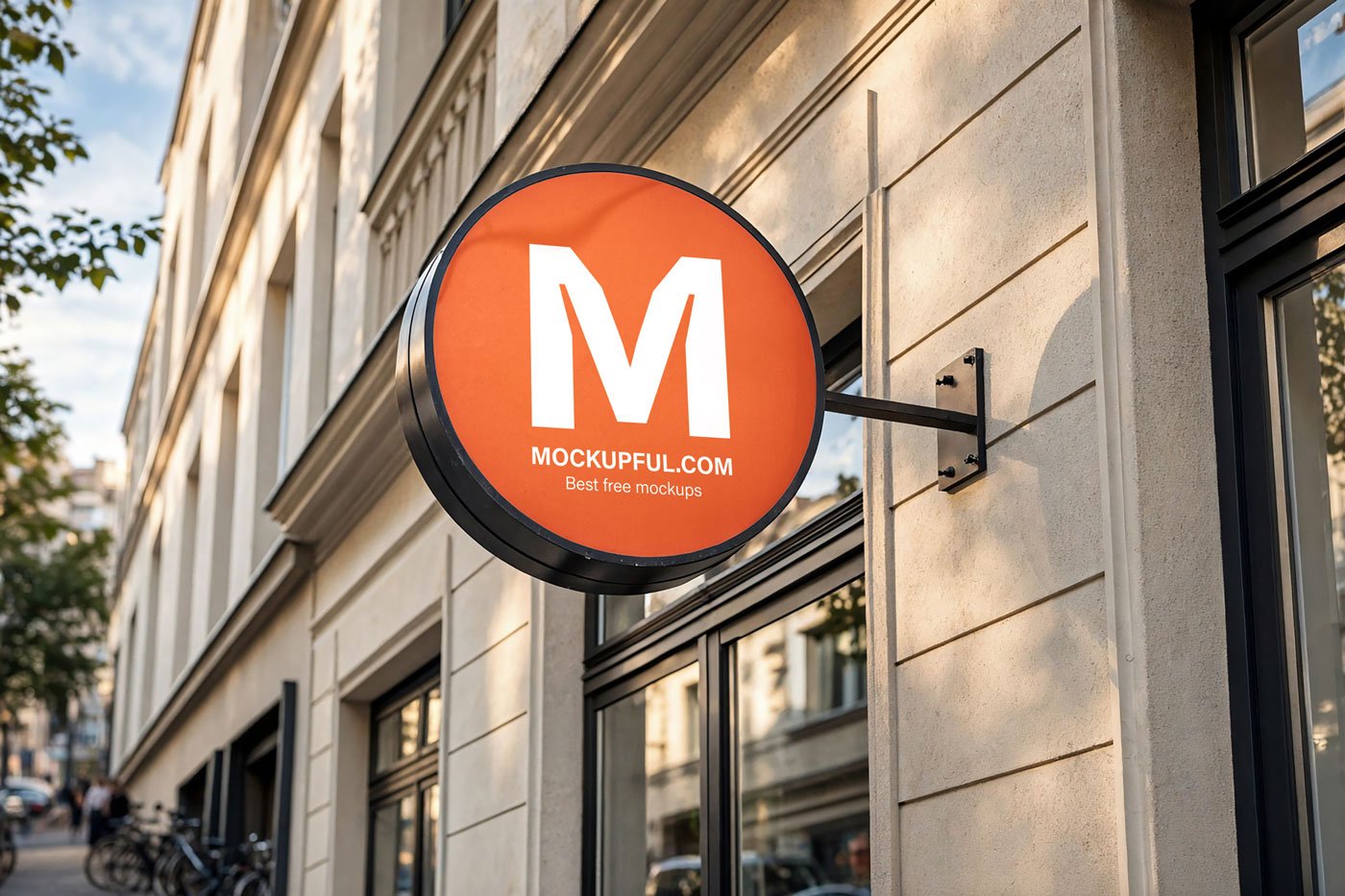 Street Round Sign Mockup PSD