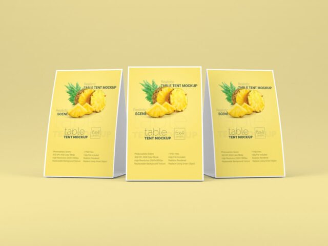 Three Table Tent Mockup