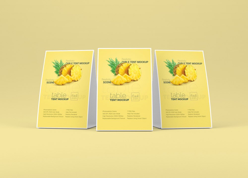Three Table Tent Mockup