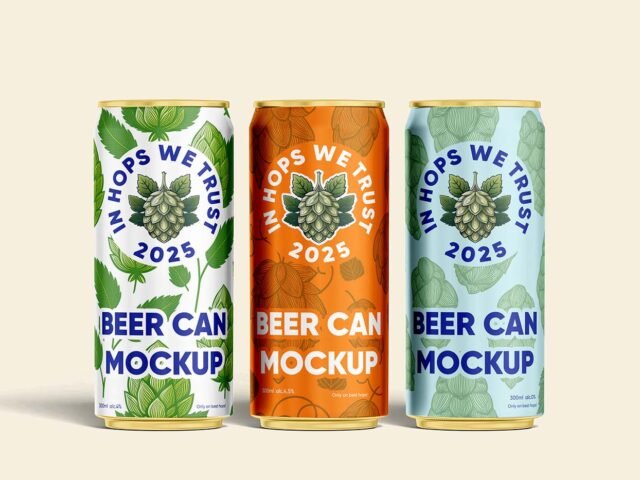 Triple Drink Can Mockup