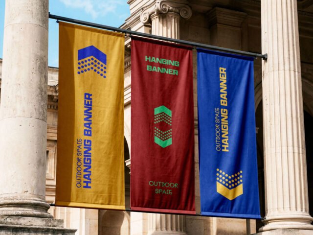 Vertical Fabric Banner Mockup