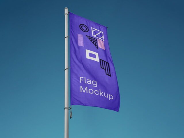 Vertical Flag Mockup PSD