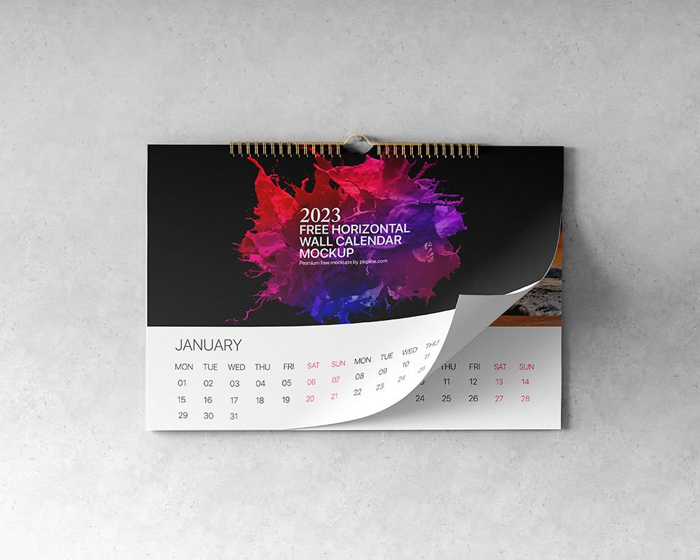 Wall Horizontal Calendar Mockup