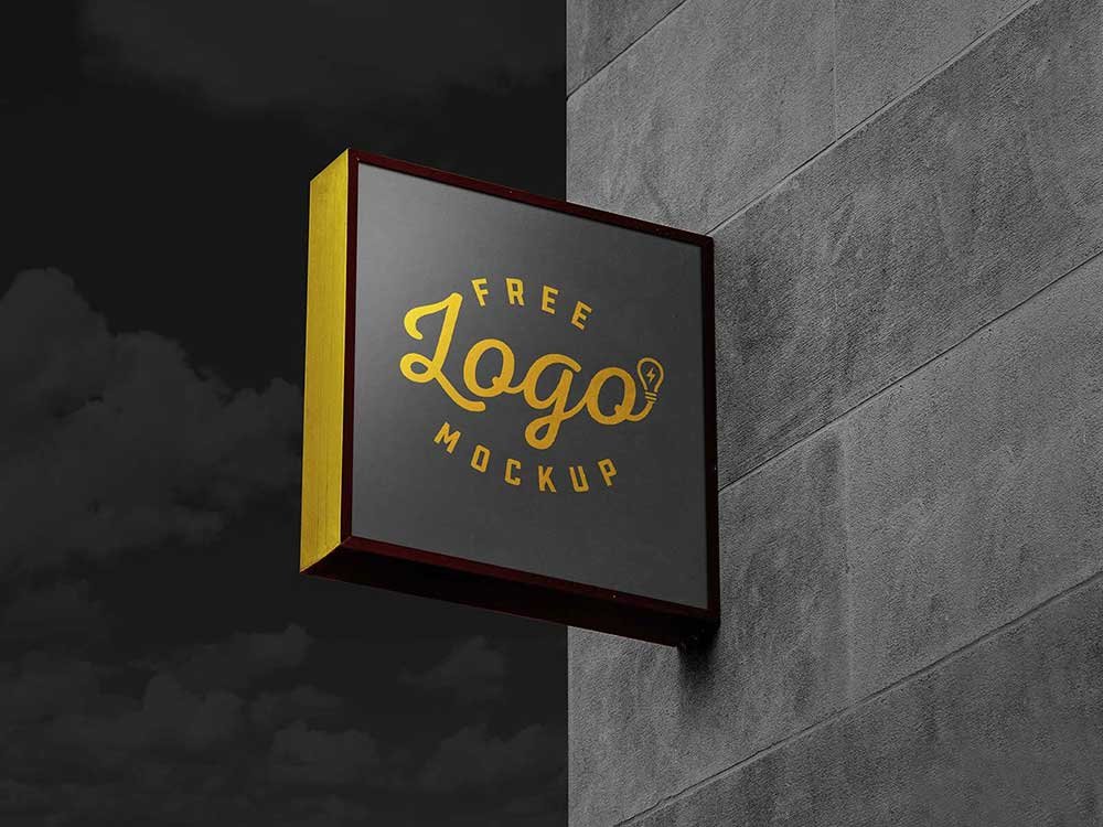 Wall Mounted Signage Mockup