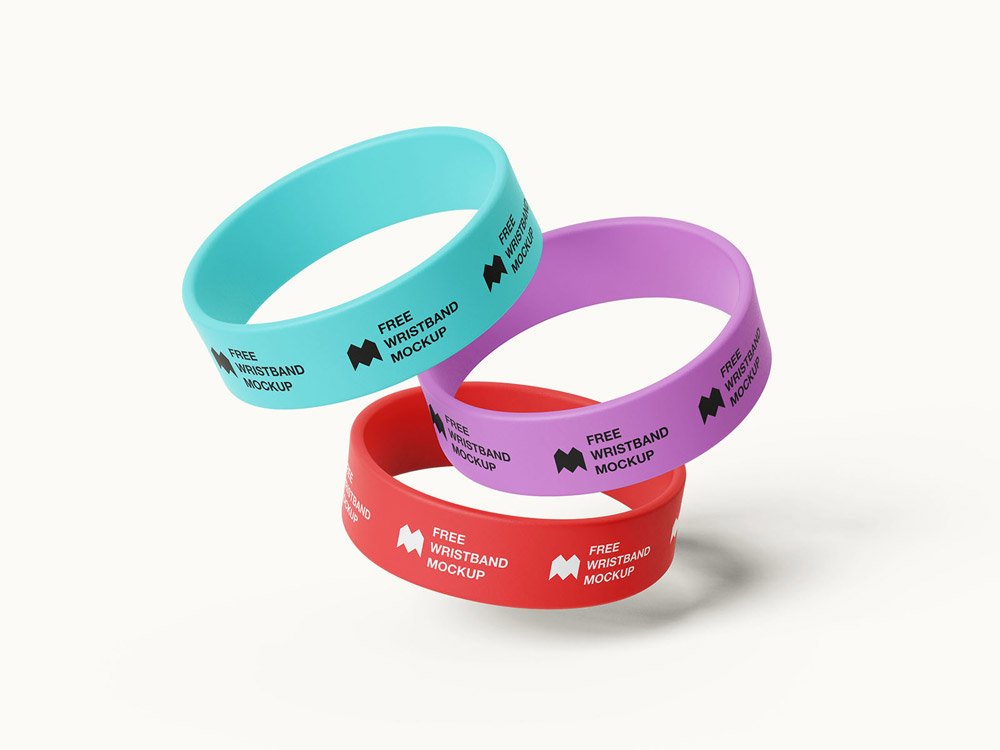 Wide Silicone Wristband Mockup