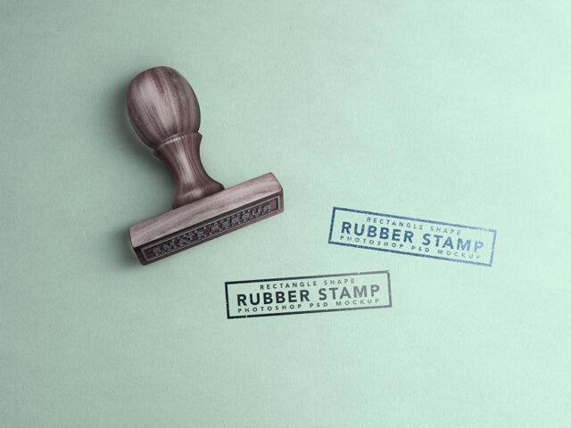 Wooden Rubber Stamp Mockup