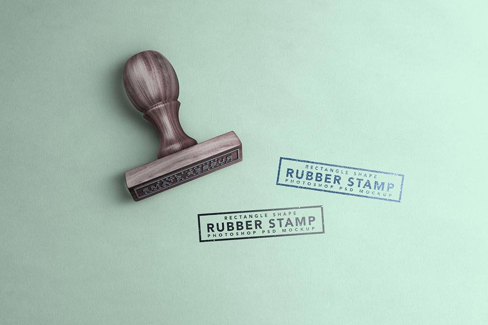 Wooden Rubber Stamp Mockup